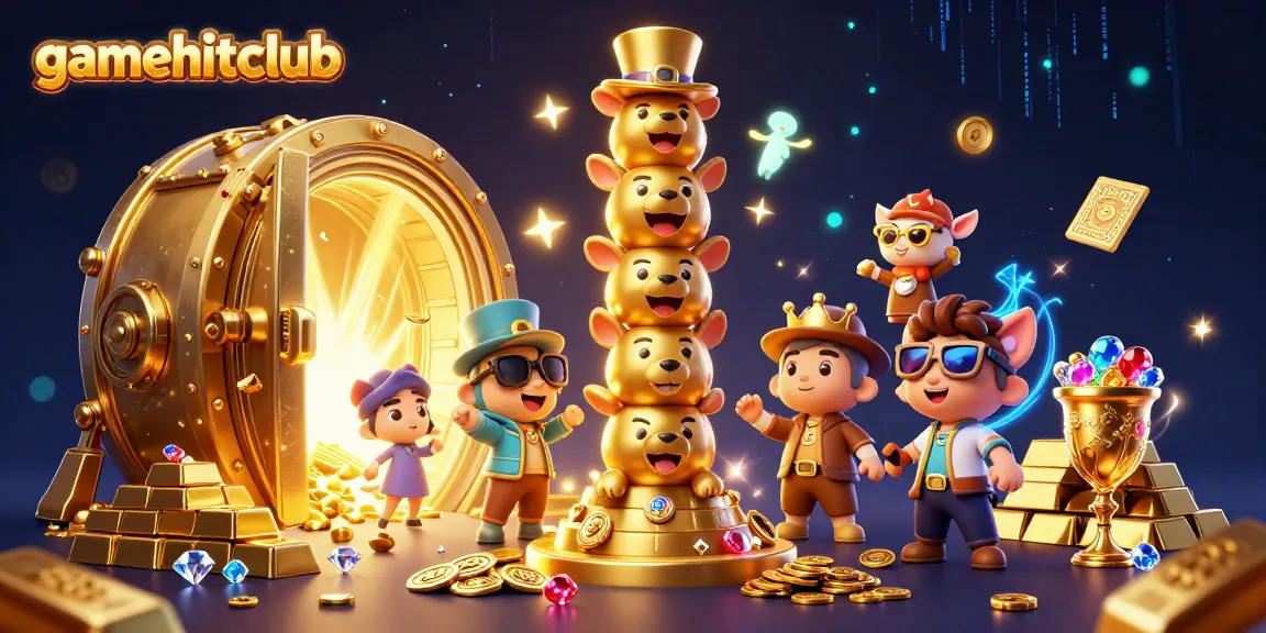 Experience the thrill of winning at gamehitclub with vibrant casino elements and engaging characters.