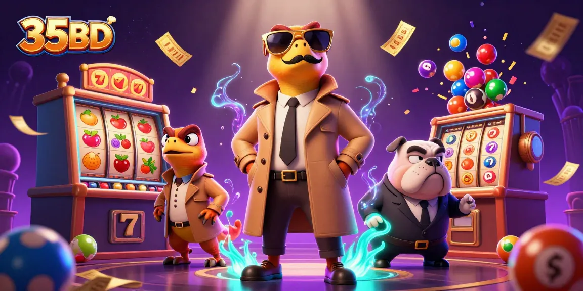 Experience thrilling gameplay at 35BD with playful raptors aiming for VIP access in a vibrant casino.