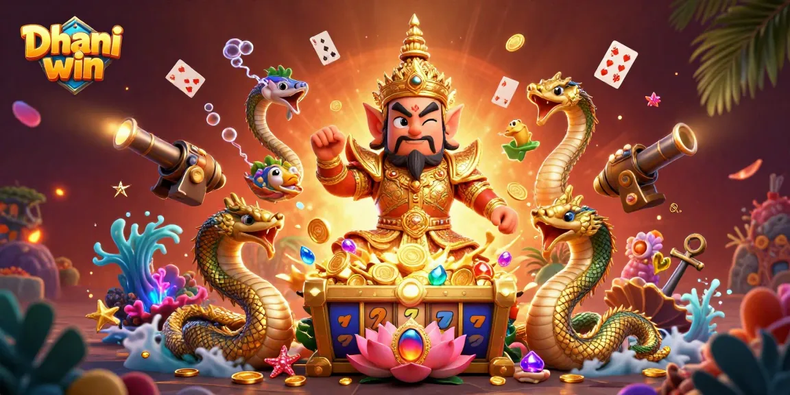 Dhani win gaming action featuring vibrant underwater adventure with treasure and slot game elements