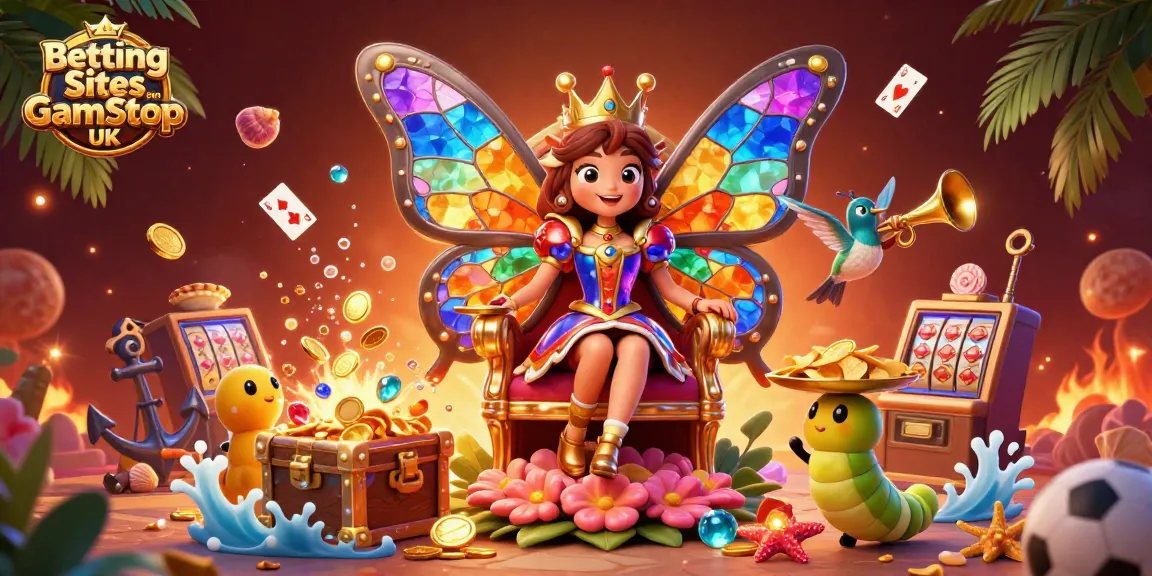 Experience the excitement at Betting Sites Not on GamStop UK with vibrant casino elements and engaging characters.