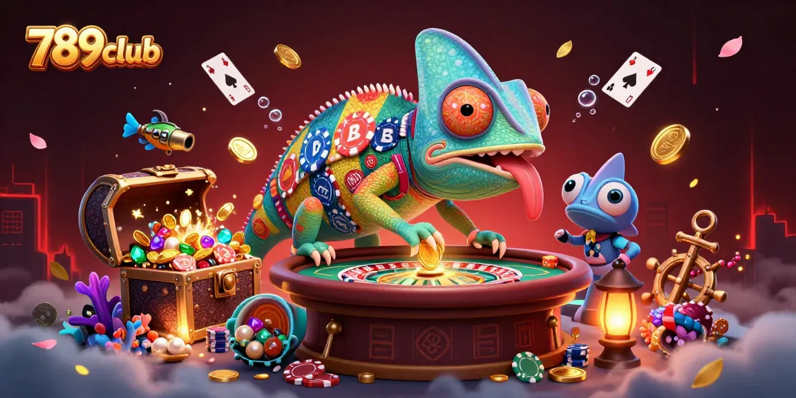 Players engage in thrilling games at 789club, where the colorful chameleon owner oversees the action.
